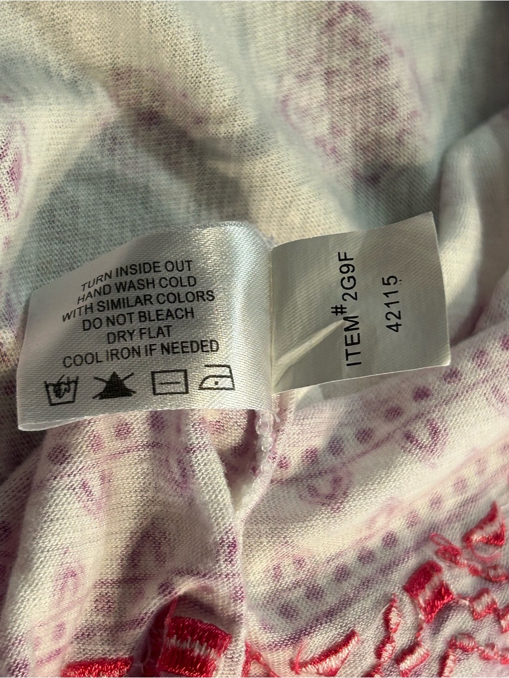 Granola Girl Embroidered Boho Peasant Tunic Top White Pink Size M Lagenlook - Picture 4 of 5